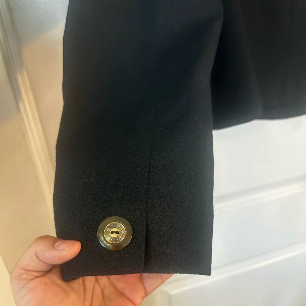 Vintage Christian Dior Butler Wool Black&Gold Button Double Breasted Crop Blazer